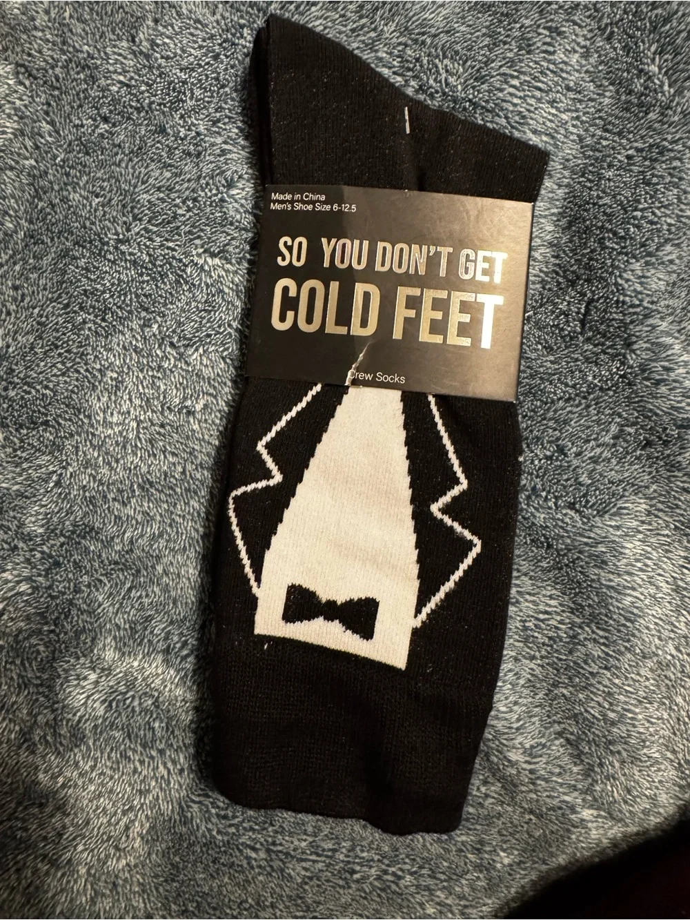 So You Don't Get Cold Feet Black Tuxedo Crew Socks